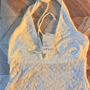 See You Monday Cream Textured Camisole